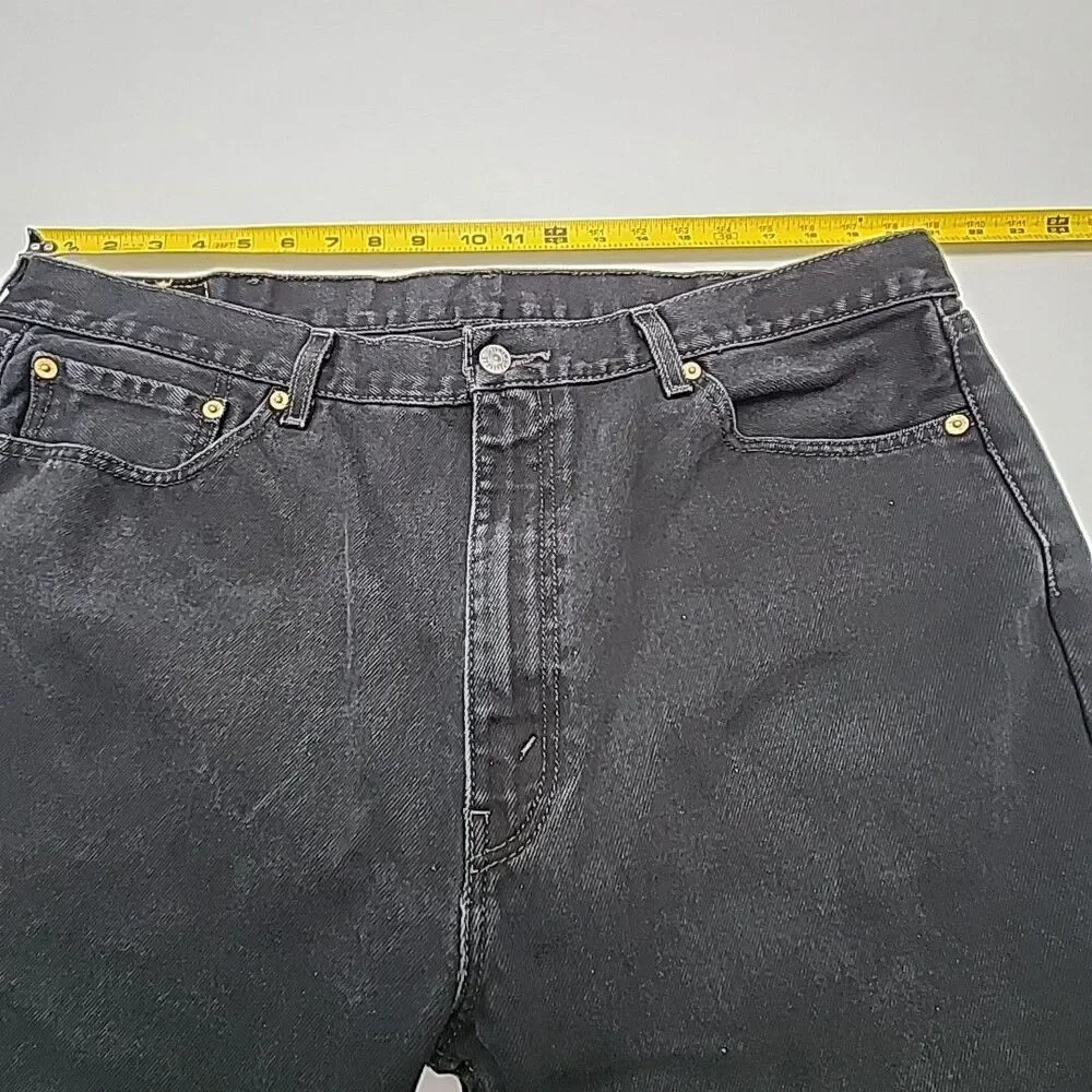 Levi's 505 Denim Jeans Black Wash Men Sz 42 x 30 Red Tab Cotton Regular Fit Zip